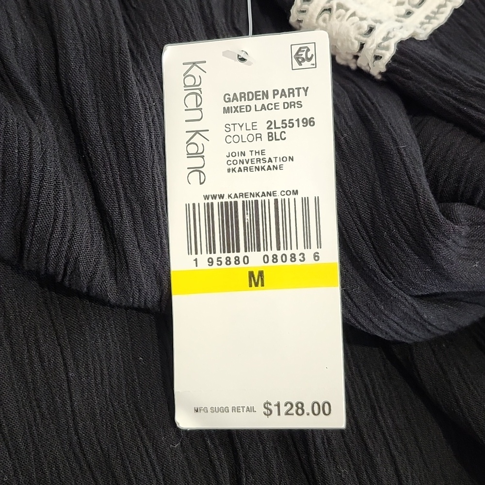 Karen Kane Women's Garden Party Mixed Lace Dress Black Off White Lace Size Med - Picture 5 of 7